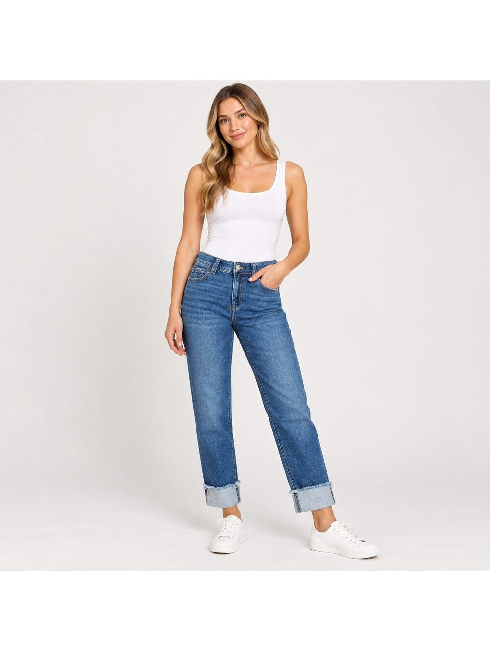 Wit & Wisdom Women's Size 0 Blue Straight Leg Cuffed Jeans NWT